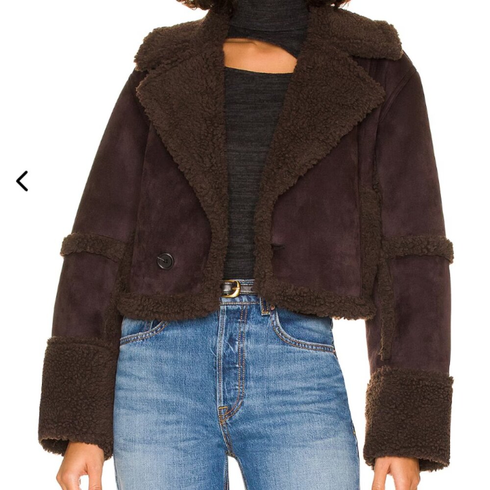 Revolve Crop Suede Fur Crop Jacket